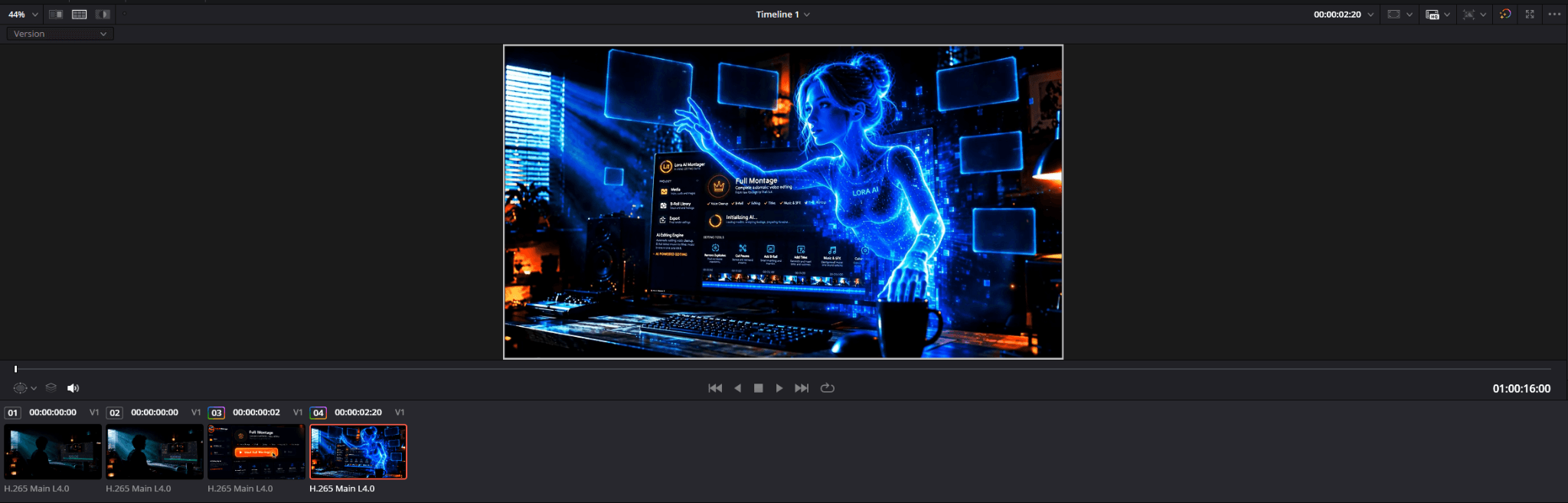 Режим Version на странице Color в DaVinci Resolve