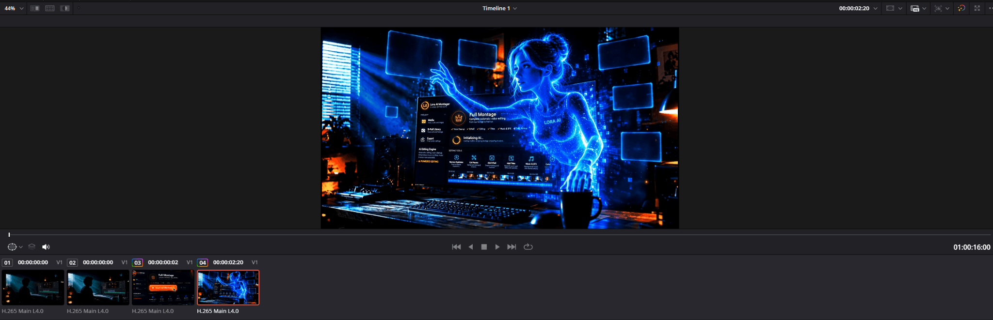 Viewer и Clips в DaVinci Resolve