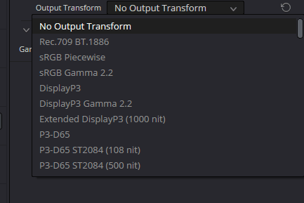 Выбор ACES Output Transform в Resolve