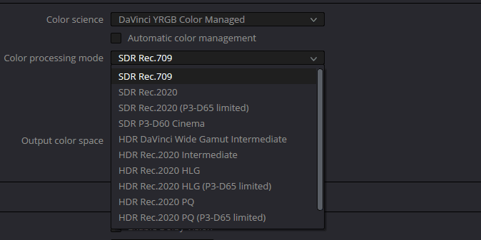 Расширенный список managed preset в Resolve