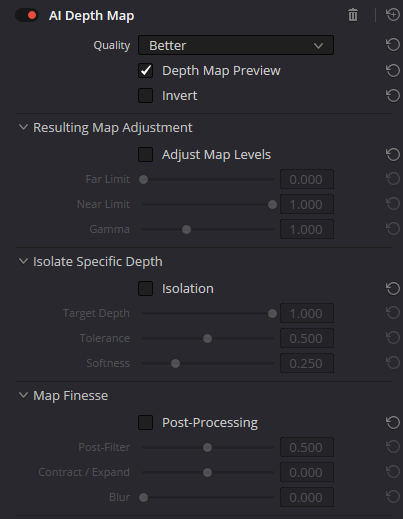 AI Depth Map: общий Inspector