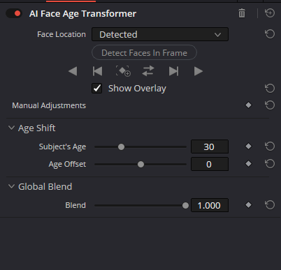 AI Face Age Transformer · full Inspector panel