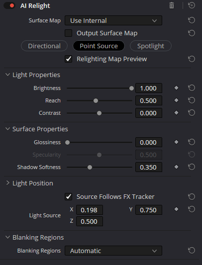 AI Relight · полная панель Inspector