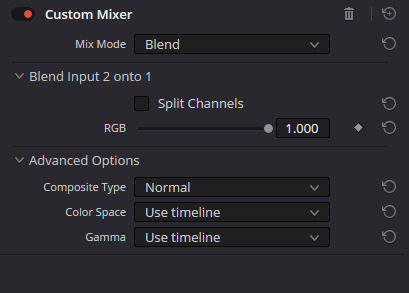 Полная панель Custom Mixer: Blend, Split Channels, Advanced Options