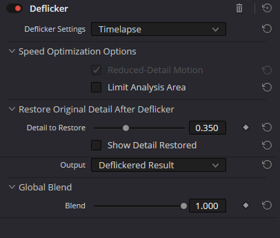 Deflicker · полная панель
