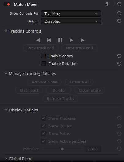 Match Move — full Tracking panel