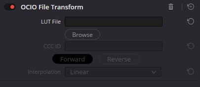 Full OCIO File Transform panel