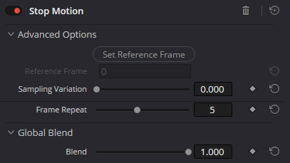 Stop Motion · полная native panel Resolve