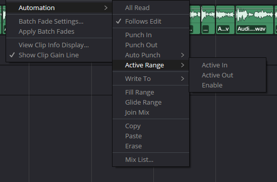 Submenu Active Range