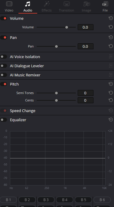 Inspector → Audio