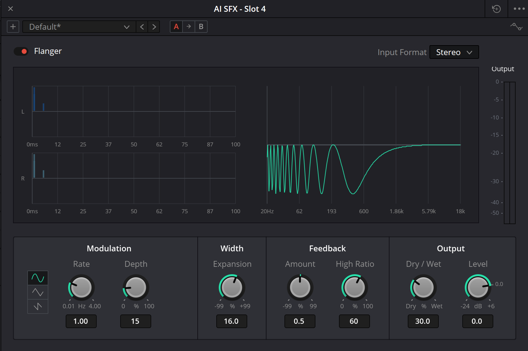 Flanger — живой интерфейс Resolve 21