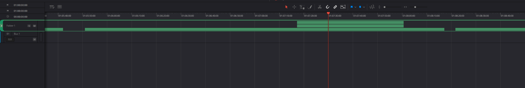 Folder Track свёрнут — живой Resolve 21