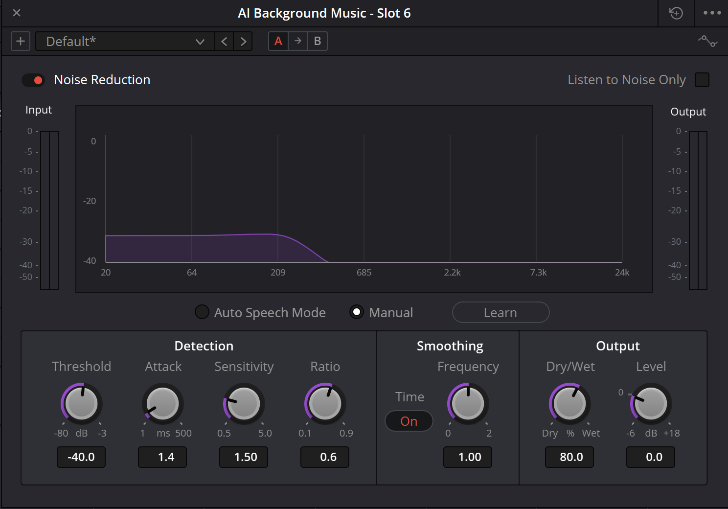 Noise Reduction — живой интерфейс Resolve 21