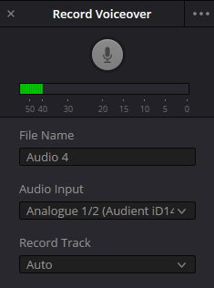Панель Record Voiceover