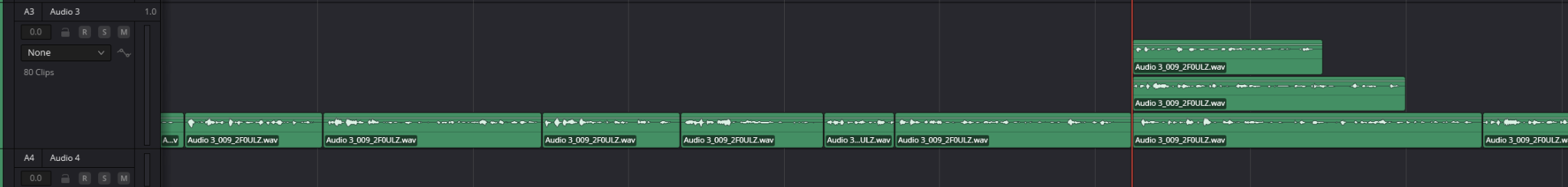 Раскрытые Audio Track Layers в Fairlight