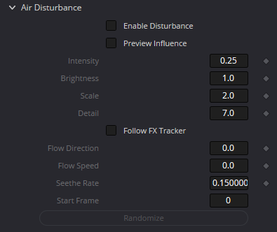 AI Cinematic Haze Air Disturbance controls with flow and seethe animation