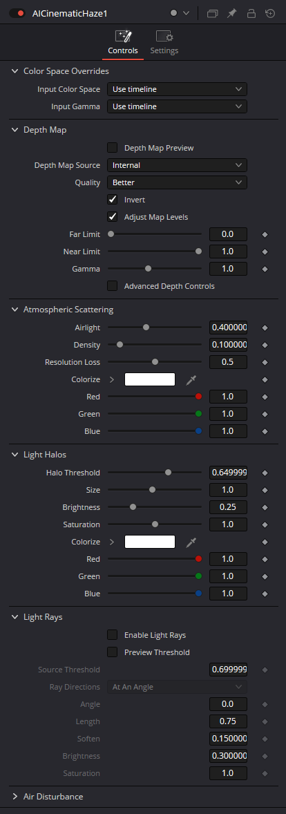 AI Cinematic Haze Controls with Depth Map, Atmospheric Scattering, Light Halos, Light Rays and Air Disturbance
