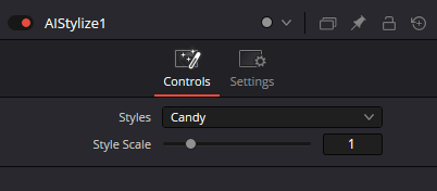 AI Stylize Controls with Styles set to Candy and Style Scale set to 1