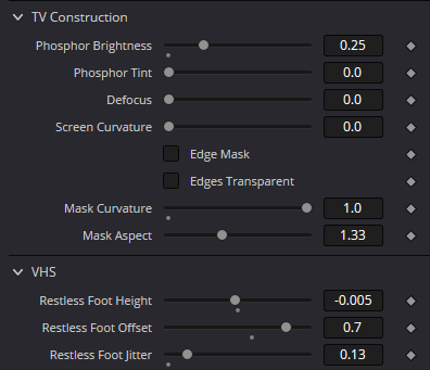 Analog Damage TV Construction and VHS — phosphor, defocus, screen mask and Restless Foot controls