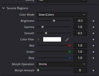 Aperture Diffraction Source Regions — Color Mode, Brightness, Gamma, Smooth, Color Filter and morphology