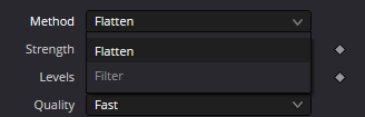 Beauty Smoothing Method menu showing Flatten and Filter