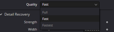 Beauty Smoothing Quality menu showing Full, Fast and Fastest