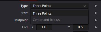 Bend Type dropdown: Three Points и отображаемый Center and Radius; на captured UI второй пункт выглядит неактивным