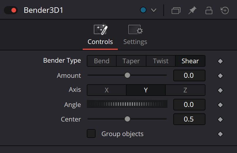 Bender3D Shear — Angle доступен, Range скрыт