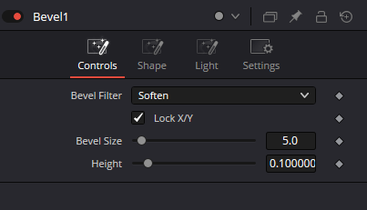 Bevel Controls — Bevel Filter, Lock X/Y, Bevel Size and Height