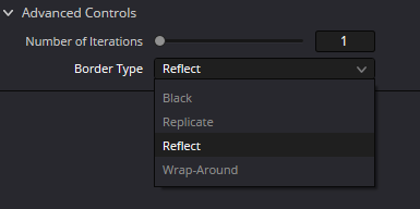 BoxBlur Border Type menu: Black, Replicate, Reflect и Wrap-Around