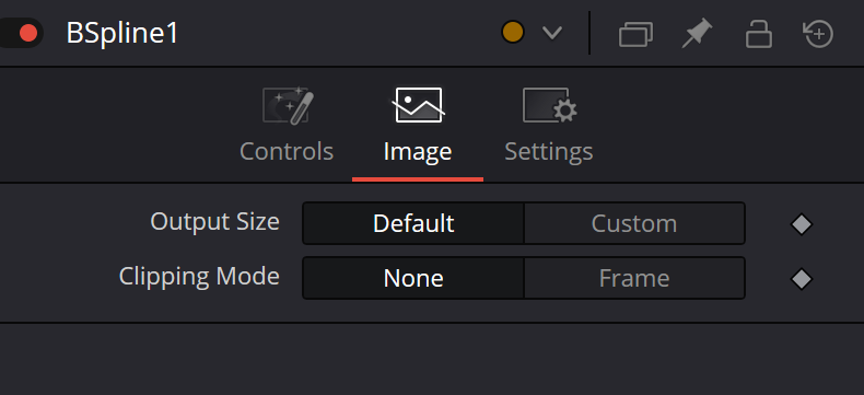 B-Spline Image tab: Output Size Default/Custom и Clipping Mode None/Frame
