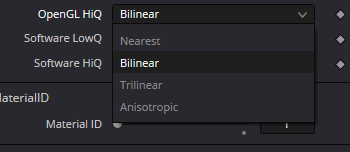 BumpMap Software texture filtering controls with Nearest, Bilinear and SAT