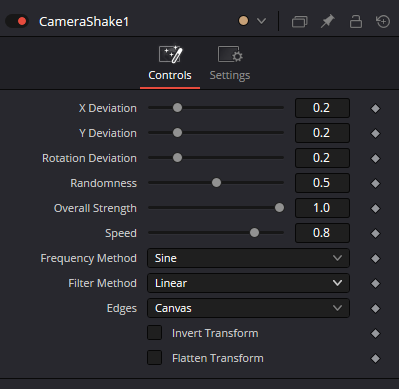 Camerashake Controls