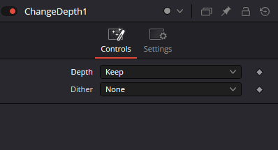 Реальный Inspector ChangeDepth: меню Depth и Dither на вкладке Controls