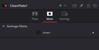 CleanPlate · оригинальная вкладка Mask с Garbage Matte → Invert