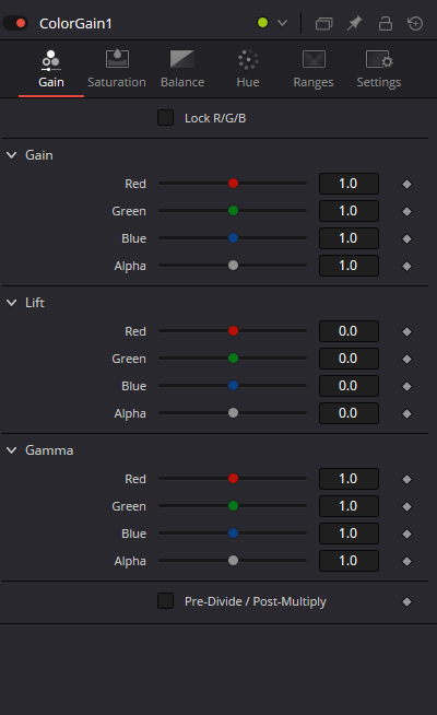 ColorGain Gain tab · original Inspector
