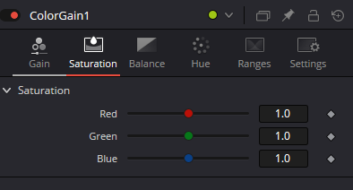 ColorGain Saturation tab · original Inspector