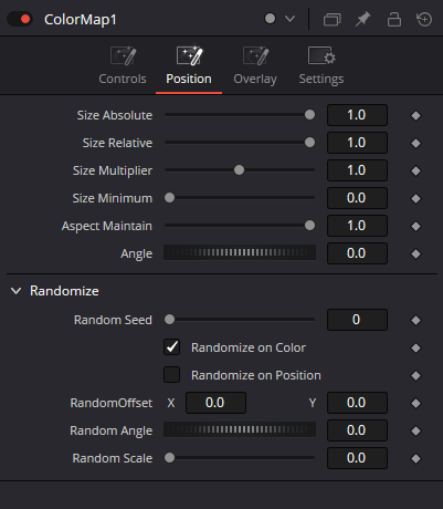 Оригинальный Inspector ColorMap: Position — Size, Angle, Randomize