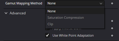 Оригинальный Gamut Mapping: None, Saturation Compression, Clip.