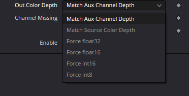CopyAux · Out Color Depth options