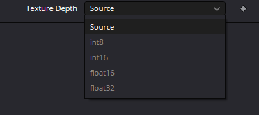 CreateBumpMap Texture Depth menu: Source, int8, int16, float16 and float32