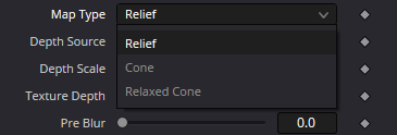 CreateReliefMap Map Type menu: Relief, Cone and Relaxed Cone