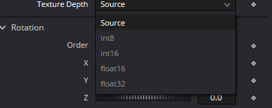 CubeMap Texture Depth menu: Source, int8, int16, float16 и float32