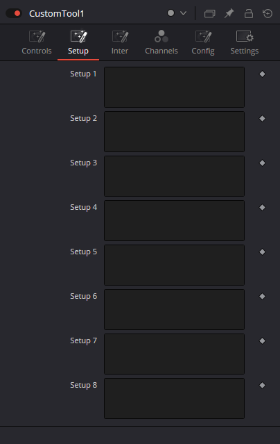 CustomTool — Setup: Setup 1–8 visible in current capture; old references document s1–s4 names.