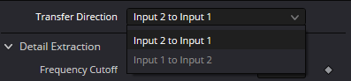 Исходное раскрытое меню Transfer Direction: Input 2 to Input 1 и Input 1 to Input 2