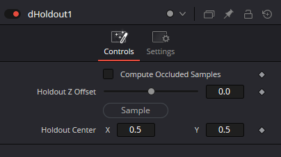 Исходный Inspector dHoldout: Compute Occluded Samples, Holdout Z Offset, Sample и Holdout Center X/Y