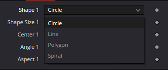 Duplicate — выпадающий список Shape 1: Circle, Line, Polygon, Spiral