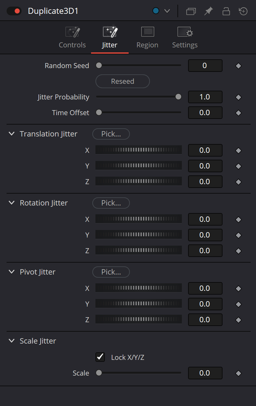 Duplicate3D Jitter — seed, probability and transform variation