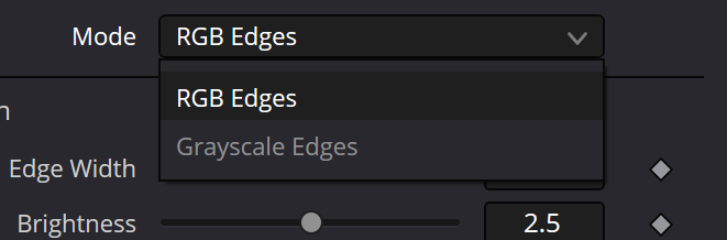Оригинальный раскрытый Mode: RGB Edges выбран, Grayscale Edges выглядит серым; доступность требует проверки