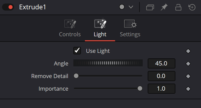 Исходный Inspector Krokodove Extrude Light: Use Light включён, Angle 45, Remove Detail 0, Importance 1.